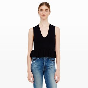 Club Monaco Ballet Knit Ruffle Crop Saffa Sweater